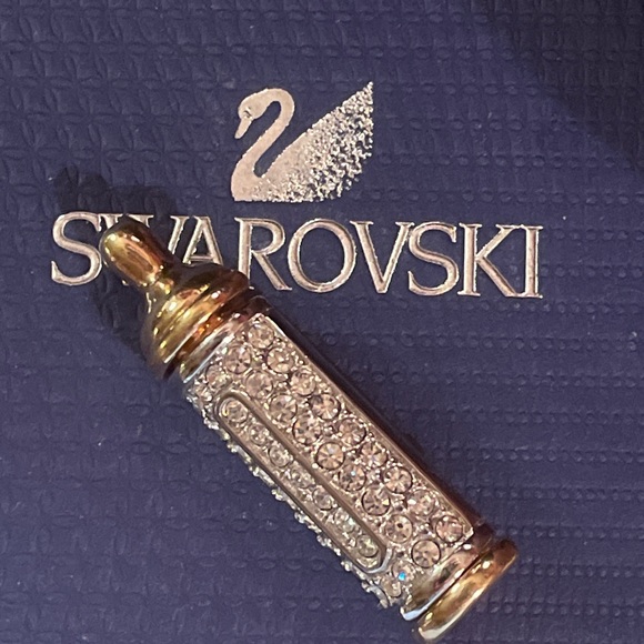 Swarovski Swan Signed Baby Bottle Brooch Pin - Picture 2 of 4